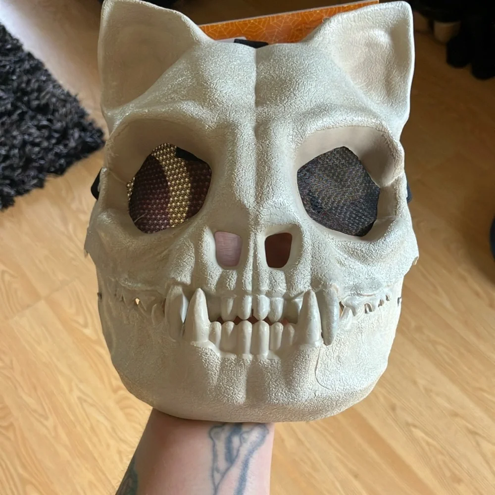 White and Black Face Mask with Skull Design